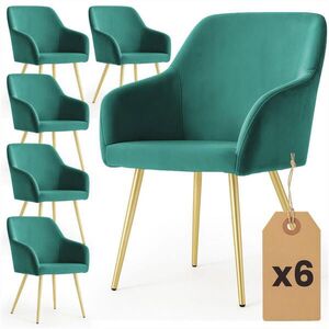 RAUMHIRSCH FURNITURE ČALOUNĚNÁ ŽIDLE, sada 6 ks, kovové nohy, zelená, zlatá 54, 5/83/58 obraz