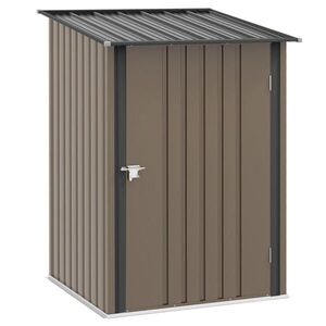 Outsunny OCELOVÁ kůlna, 0, 92 m² kůlna s pultovou střechou na balkon, hnědá obraz