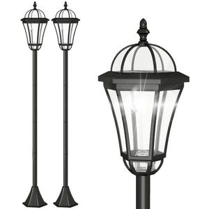 Outsunny SOLÁRNÍ zahradní lucerna, sada 2 ks, LED lucerna, zahradní svítidlo, 6 hodin, ABS, výška 129 cm obraz