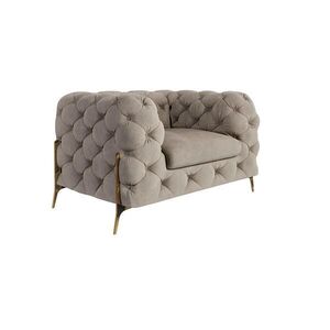 S-Style CHESTERFIELD KŘESLO Lexi z tmavé krémové sametu se zlatými nohami obraz