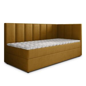 MASSENO AMERICKÁ POSTEL BEVE 90x200 cm, s matrací a úložným prostorem, žlutá obraz