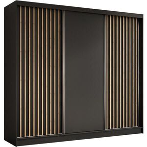 Beautysofa SKŘÍŇ s posuvnými dveřmi Helios 240/216/61 černá + dub Artisan se zásuvkami obraz