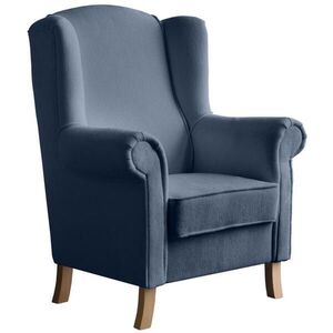 Beautysofa KŘESLO UŠÁK Leonardo tmavě modré, bouclé látka obraz