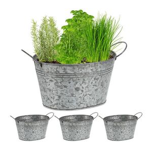 Relaxdays KVĚTINÁČ Stříbrný 4dílný-set pozinkované železo 15, 5 cm obraz