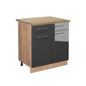 Vicco SPODNÍ SKŘÍŇKA KUCHYŇSKÉ LINKY Fame-Line Antracitový vysoký lesk 80 cm , PD Dub obraz