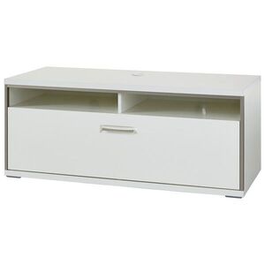 Livetastic KOMODA POD TELEVIZI, vysoce lesklá bílá, šedá, barvy stříbra, bílá, 124/51/52 cm obraz