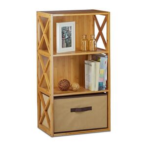 Relaxdays REGÁL Přírodní bambus s úložným košem 80 cm obraz