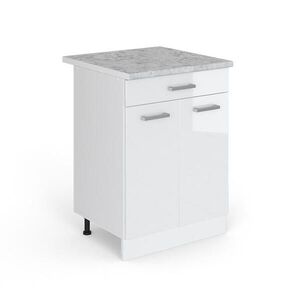Vicco SPODNÍ SKŘÍŇKA KUCHYŇSKÉ LINKY R-Line Bílá vysoký lesk 60 cm se zásuvkou a pracovní deskou obraz
