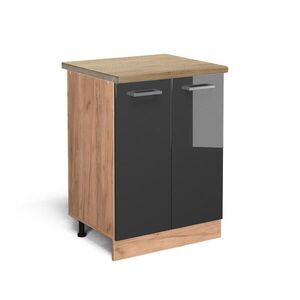 Vicco SPODNÍ SKŘÍŇKA KUCHYŇSKÉ LINKY R-Line Antracitový vysoký lesk 60 cm , PD Dub obraz