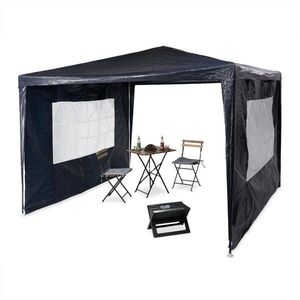 Relaxdays PAVILON Modrý 3x3 m se 2 bočními stěnami obraz