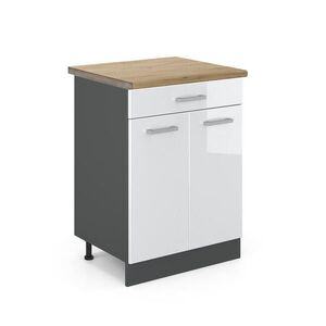 Vicco SPODNÍ SKŘÍŇKA KUCHYŇSKÉ LINKY R-Line Bílá vysoký lesk 60 cm , PD Dub obraz
