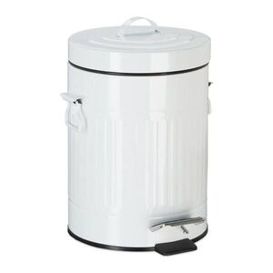 Relaxdays ODPADKOVÝKOŠ Bílá Vintage kovový s pedálem 5 l obraz