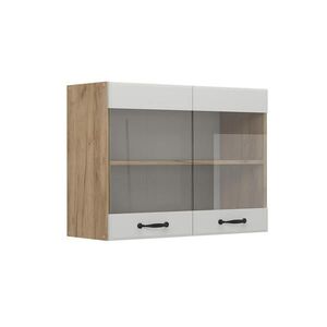Vicco SKLENĚNÁ KUCHYŇSKÁ SKŘÍŇKA R-Line Bílý venkovský dům 80 cm obraz