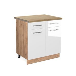 Vicco SPODNÍ SKŘÍŇKA KUCHYŇSKÉ LINKY Fame-Line Bílá vysoký lesk 80 cm , PD Dub obraz