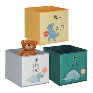 Relaxdays KRABICE Barevná 3ks-set skládací pro děti 30x30x30 cm obraz