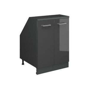Vicco ŠIKMÁ SKŘÍŇ Rion Antracitový vysoký lesk 60 x 81.6 cm se 2 dveřmi, korpus skříně hloubka 60 cm obraz