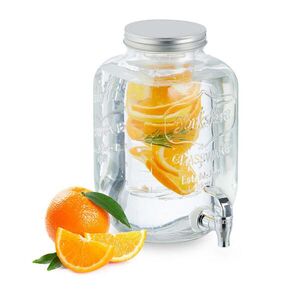 Relaxdays DÁVKOVAČ Transparentní Stříbrná sklo s kohoutkem 5 l obraz