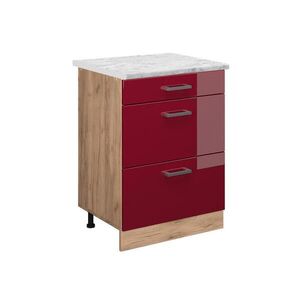 Vicco SPODNÍ SKŘÍŇKA KUCHYŇSKÉ LINKY R-Line Červená vysoký lesk 60 cm PD Mramor obraz