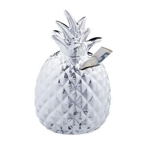 Relaxdays POKLADNIČKA Stříbrná ananas keramika se zámkem obraz