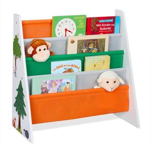 Relaxdays KNIHOVNA Barevná pro děti motiv lesních zvířat 60 cm obraz