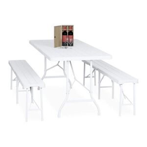 Relaxdays PIVNÍSOUPRAVA Bílá 3-dílná skládací 180 cm obraz