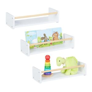 Relaxdays POLICE bílá přírodní nástěnná set-3 ks 12x50x18 cm obraz