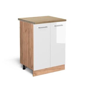 Vicco SPODNÍ SKŘÍŇKA KUCHYŇSKÉ LINKY R-Line Bílá vysoký lesk 60 cm , PD Dub obraz