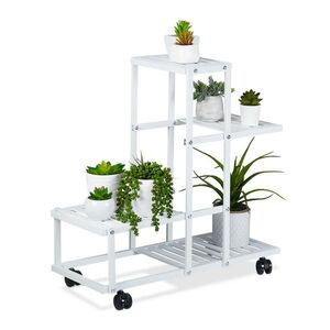 Relaxdays STOJAN Bílý 4 police ocel na kolečkách 60, 5 cm obraz