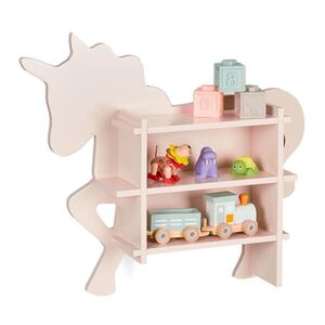 Relaxdays REGÁL Růžový jednorožec MDF na zeď 55x66x13 cm obraz