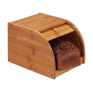 Relaxdays CHLEBNÍK Přírodní bambus MDF roletové víko 27 cm obraz