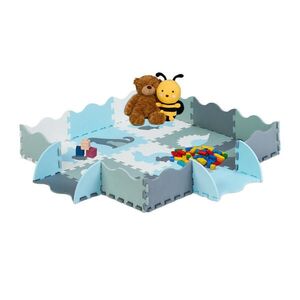Relaxdays PODLOŽKA Šedá Bílá Modrá puzzle EVA pěna 25-dílná obraz