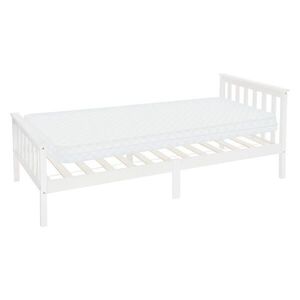 ML-DESIGN DŘEVĚNÁ POSTEL 90 x 200 cm, bílé borovicové dřevo s roštem a matrací H10 cm obraz