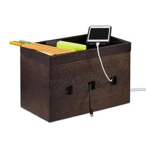 Relaxdays BOX na kabely tmavě hnědá bambus obraz