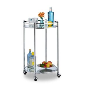 Relaxdays SERVÍROVACÍ VOZÍK stříbrný 2 patra s kolečky obraz