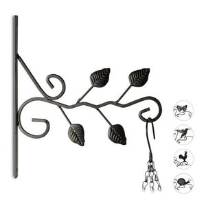 Relaxdays HÁK černý železo motiv listy 30, 5 cm obraz