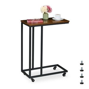 Relaxdays STOLEK Černý C tvar s kolečky kov 79 cm obraz