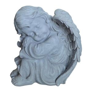 Relaxdays ANDĚL Šedý hřbitovní soška polyresin 24 cm obraz