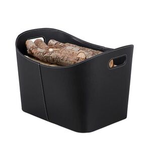 Relaxdays KOŠ na dřevo Černý z umělé kůže velikost XL obraz