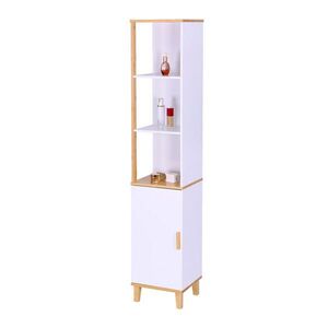 Relaxdays SKŘÍŇKA Bílá Přírodní bambus MDF 1 dvířka 169 cm obraz