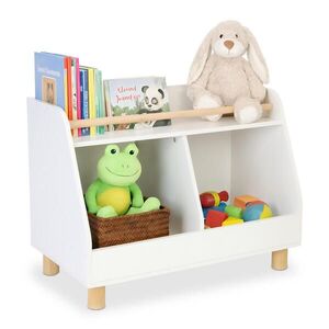 Relaxdays REGÁL Přírodní nízký dětský na hračky 2 přihrádky 72 cm obraz