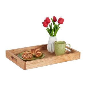 Relaxdays SERVÍROVACÍ PODNOS Přírodní ořechové dřevo s madly 46 cm obraz