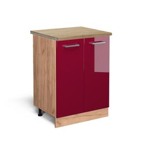 Vicco SPODNÍ SKŘÍŇKA KUCHYŇSKÉ LINKY R-Line Červená vysoký lesk 60 cm , PD Dub obraz