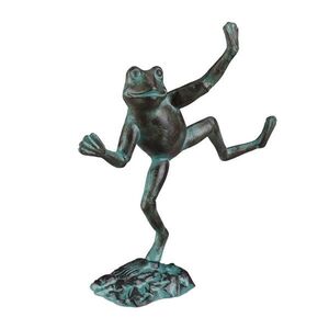 Relaxdays FIGURKA Zelená Žába zahradní litina 33x31x9, 5 cm obraz