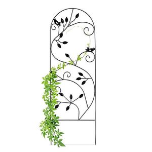 Relaxdays MŘÍŽ Černá železo motiv ptáčka 120x40 cm obraz