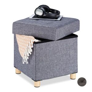 Relaxdays TABURET Tmavě šedý úložný prostor 40 cm obraz