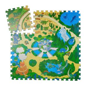 Relaxdays PODLOŽKA Vícebarevná puzzle dinosauři EVA pěna 9-dílná 90x90 cm obraz