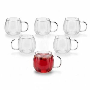 Relaxdays HRNKY Transparentní 6dílná-sada borosilikátové sklo 400 ml obraz