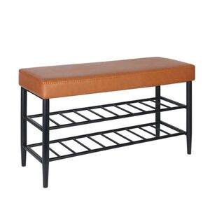 Relaxdays LAVICE Hnědá umělá kůže 2 police na boty 80 cm obraz