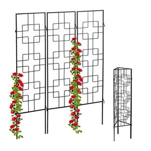 Relaxdays MŘÍŽ Černá kov 3-ks-Set 122 cm obraz
