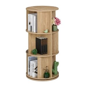 Relaxdays KNIHOVNA Přírodní otočná 360° 3 úrovně obraz